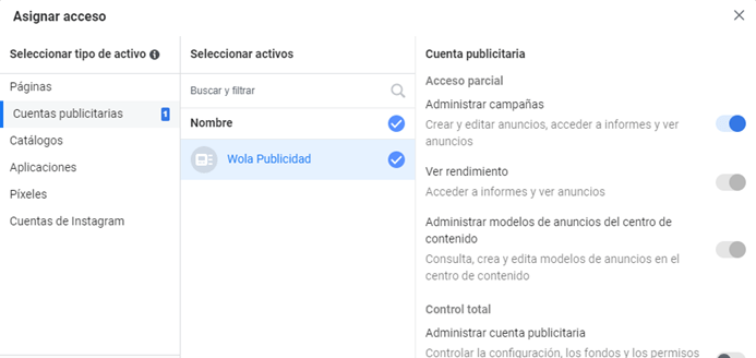 Configuración de Facebook