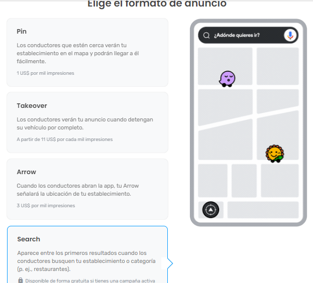 Elige el formato de anuncio Elige el formato de anuncio