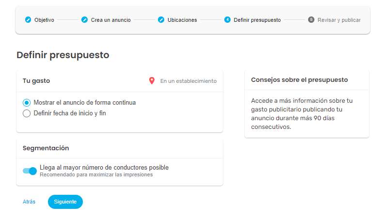 Definir presupuesto. Definimos el presupuesto