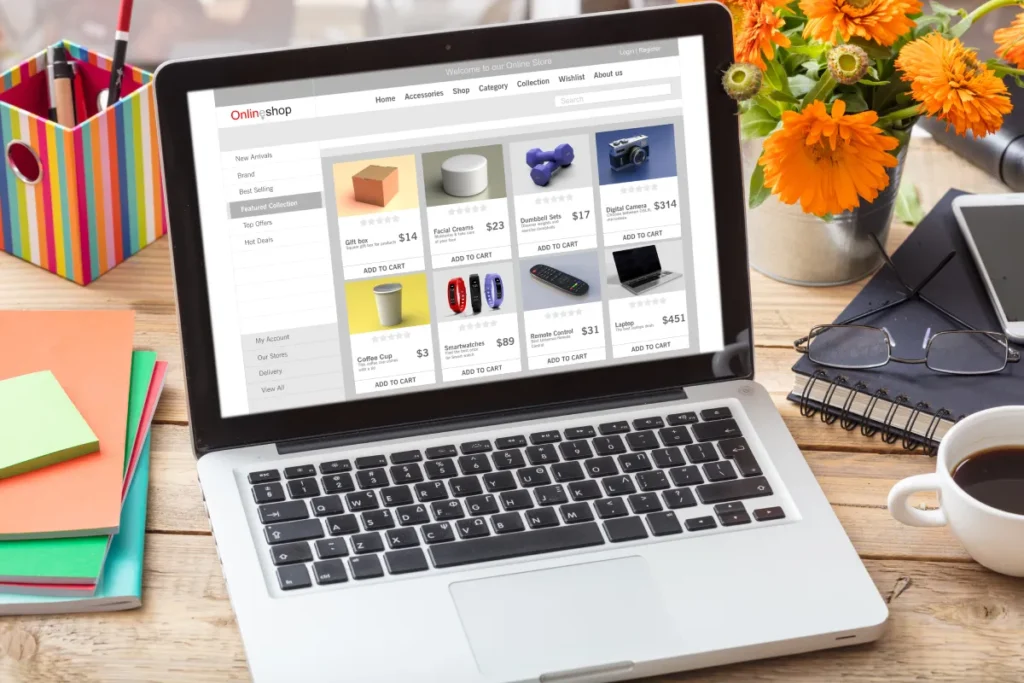 Ordenador con una tienda online