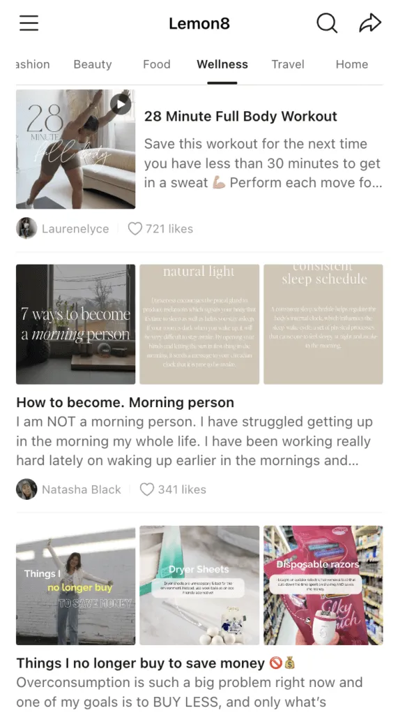 sección welness, bienestar, motivando al usuario